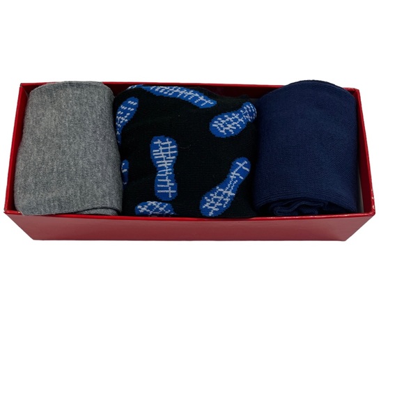 Men’s Crew Socks New Boxed Gift Set- 3 Pack- Navy Blue/Gray Theme - Picture 2 of 7